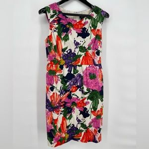 J.Crew‎ Pencil Floral Sleeveless Knee Length Career Dress Size 8 Multicolor